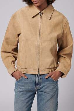 Unisex Dunst Small Latte Brown Suede Blouson Jacket